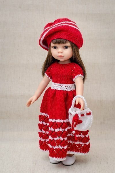 Красное платье с сумочкой Handmade для кукол Paola Reina, 32 см Paola Reina HM-EK-14 #Tiptovara#